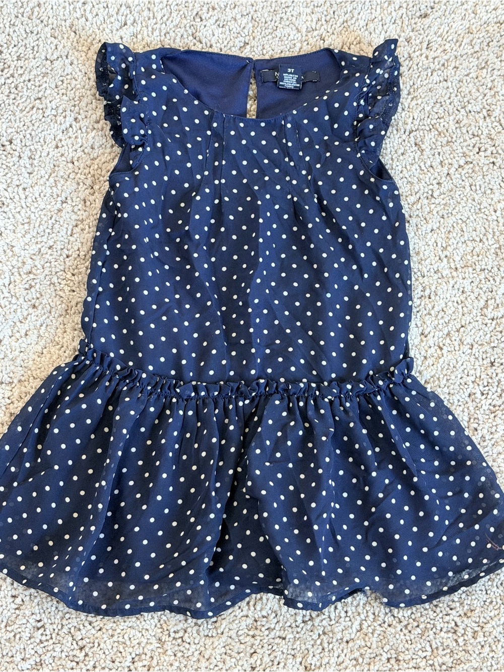 Nautica Navy & White Polka Dot Ruffle-Hem Dress